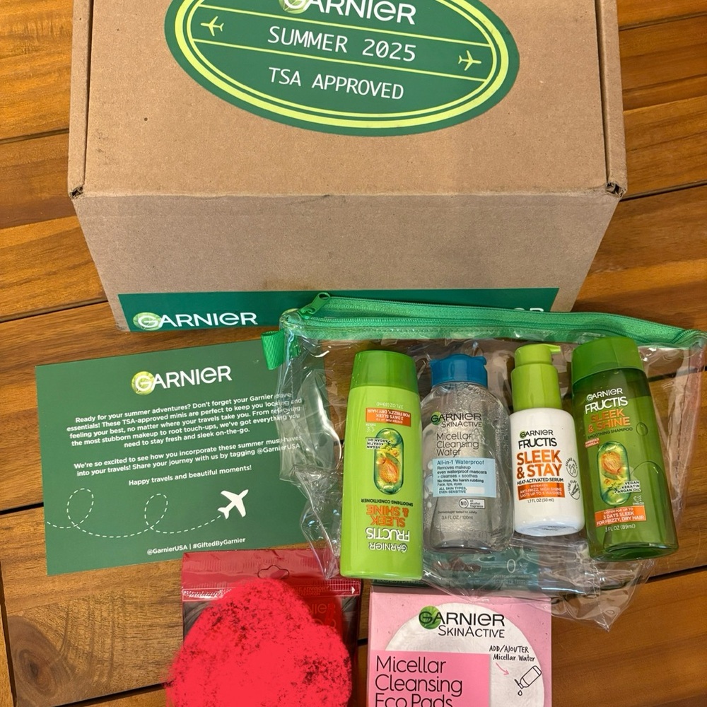 Garnier Summer Essentials Kit with Green and Pink Accents